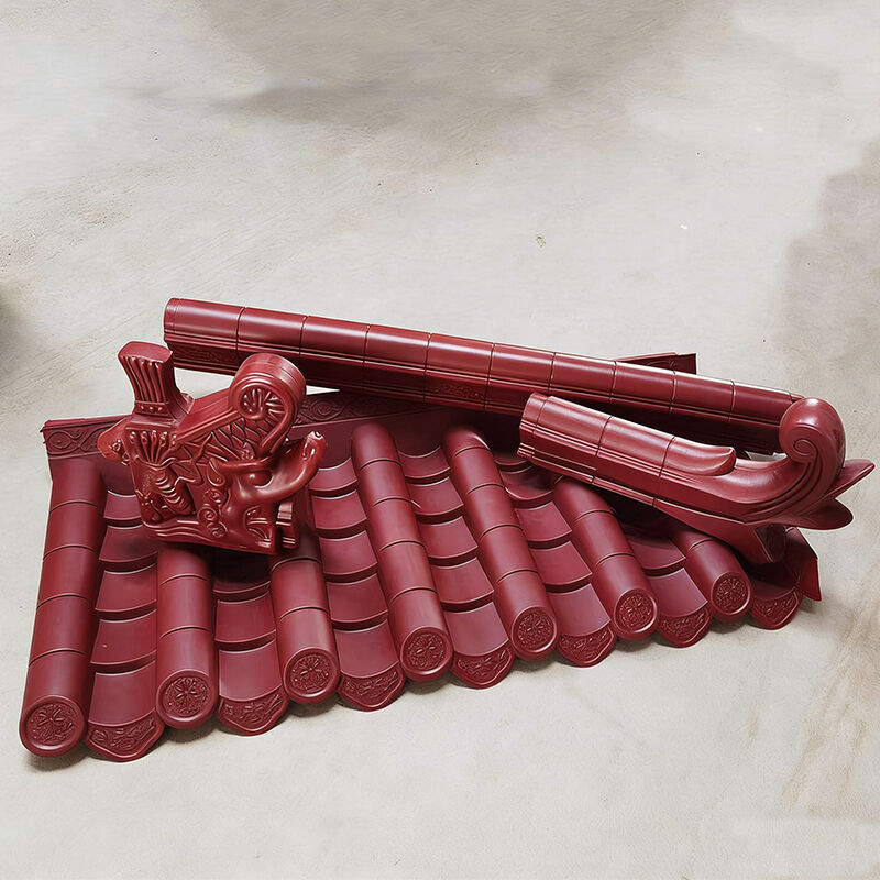 Chapa de telhado de plástico vermelho de PVC clássico chinês Antigo Telhado de resina de proteção UV durável para arquitetura Pavilhão de pátio