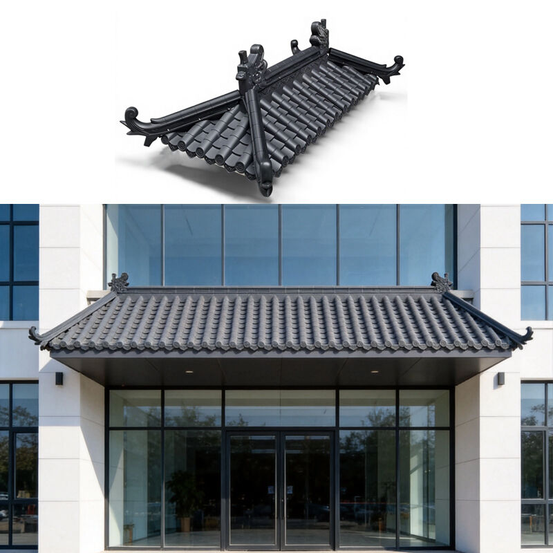 Painel de telhado ondulado industrial de telha de telhado antigo de plástico de resina de PVC de estilo chinês tradicional para aplicações em hotéis