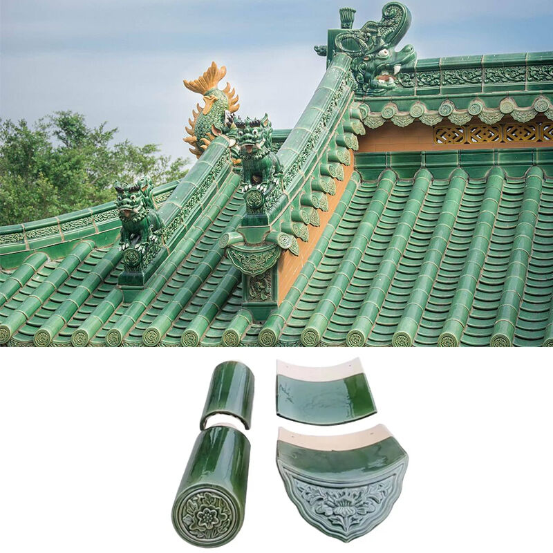 Arquitetura em estilo chinês telhado vidrado telhas de porcelana verde telhas de construção antiga material de telhado para o projeto Chinatown Gateway