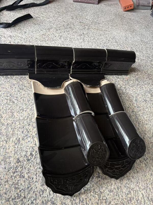 Antigo estilo chinês telha de vidro preto telha de cerâmica brilhante telhado de bambu telhas para casa tradicional templo gazebo
