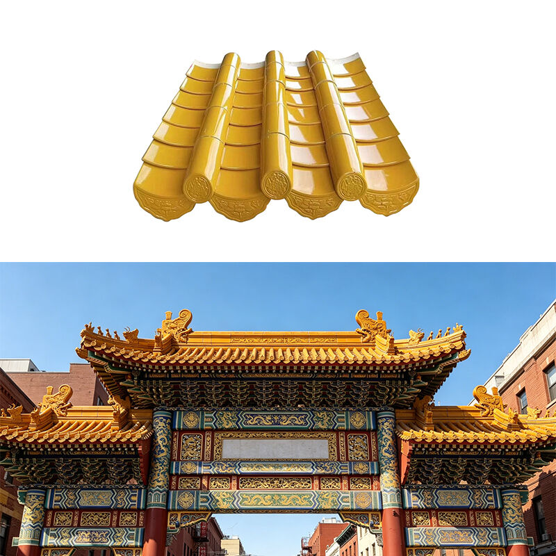 Telha vitrificada amarela imperial telha cerâmica antiga autêntica do estilo chinês para o telhado da villa do palácio do templo durável & resistente às intempéries