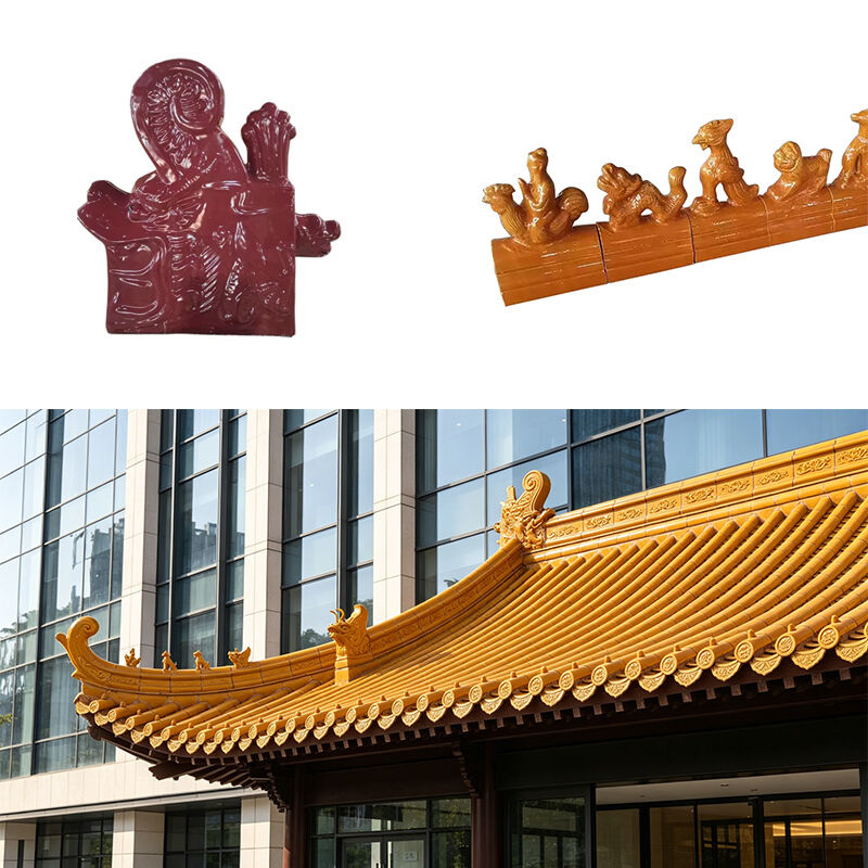 Telhado clássico chinês amarelo vidrado telhado de porcelana antiga de alto brilho telhado cerâmico telhado de telhado de telhado para China estilo templo e jardim Galpão Casa restauração
