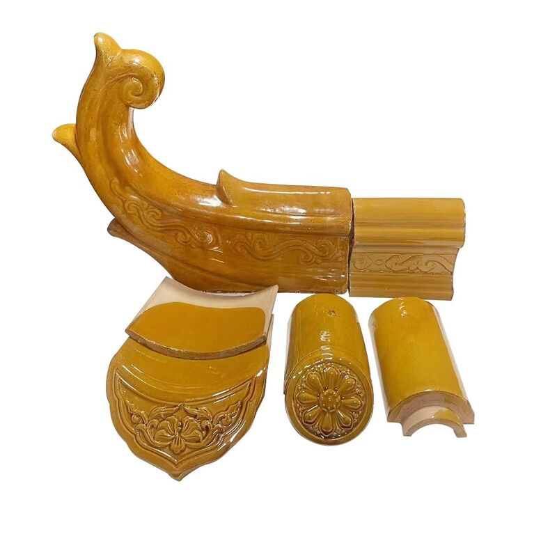 Telhado clássico chinês amarelo vidrado telhado de porcelana antiga de alto brilho telhado cerâmico telhado de telhado de telhado para China estilo templo e jardim Galpão Casa restauração