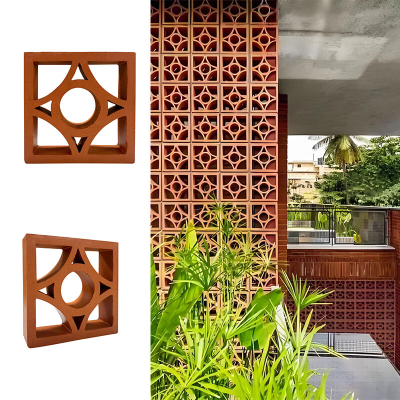 Terracotta Breeze Block Natural Clay Red Hollow Decorative Wall Brick Ventilation Block for Outdoor Building Partition