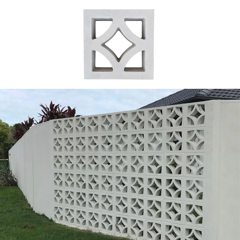 Blocos de brisa de concreto pré-moldado Blocos de brisa decorativos com padrão estrela para soluções de triagem e parede