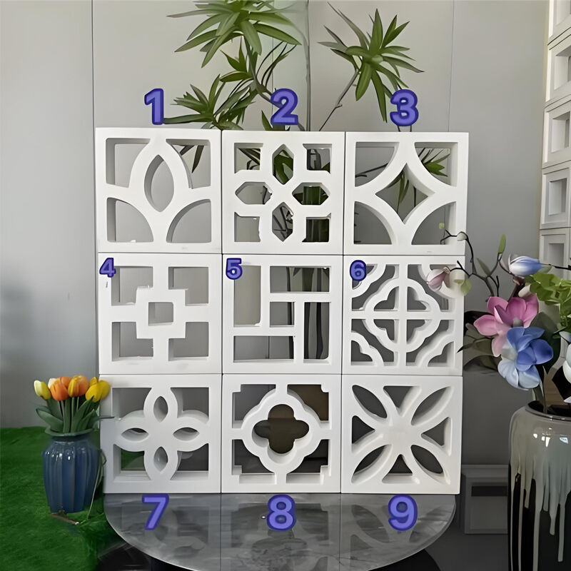Blocos de brisa de concreto pré-moldado Blocos de brisa decorativos com padrão estrela para soluções de triagem e parede