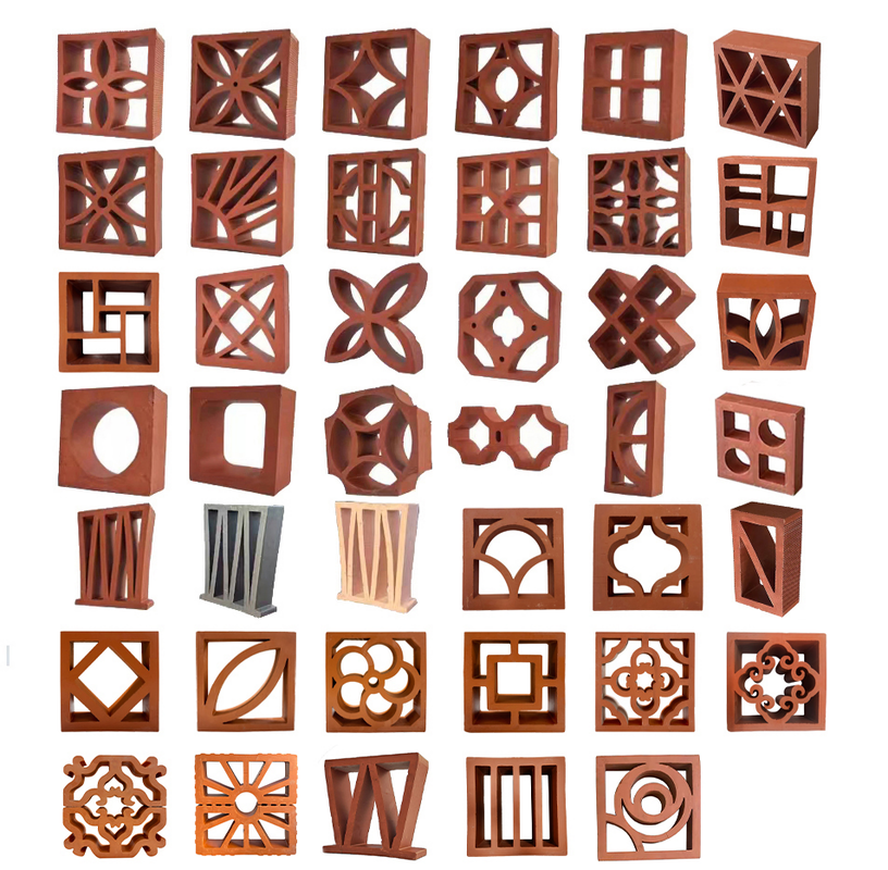 Blocos de brisa de terracota Fabricante tijolos decorativos de barro oco para fachadas e paredes de jardim