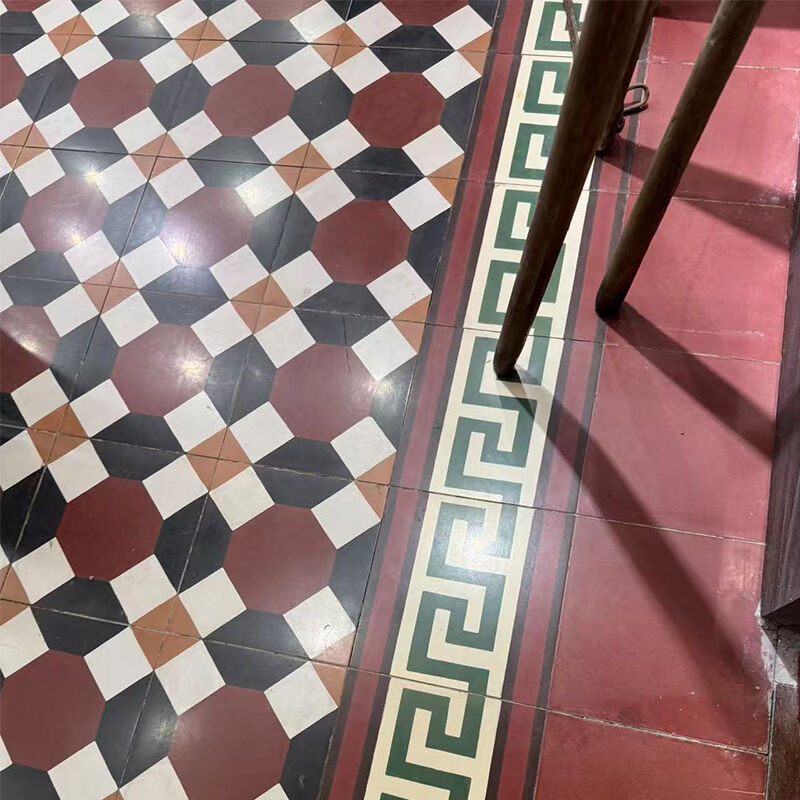 Design de azulejos de parede do chão do banheiro de cimento personalizado 200 * 200mm Padrão geométrico azulejos de acento de interiores modernos com bordas
