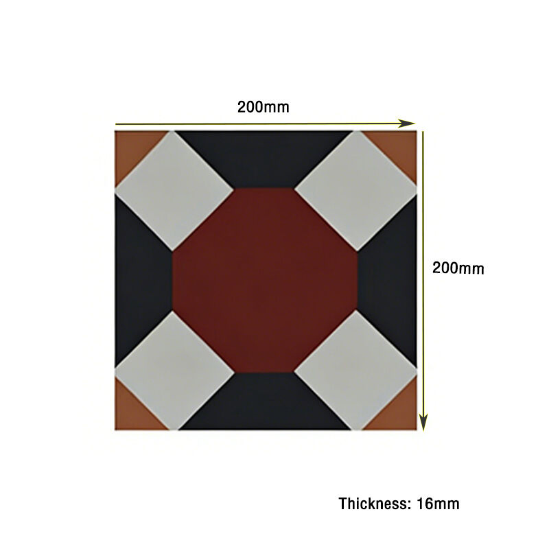 Design de azulejos de parede do chão do banheiro de cimento personalizado 200 * 200mm Padrão geométrico azulejos de acento de interiores modernos com bordas