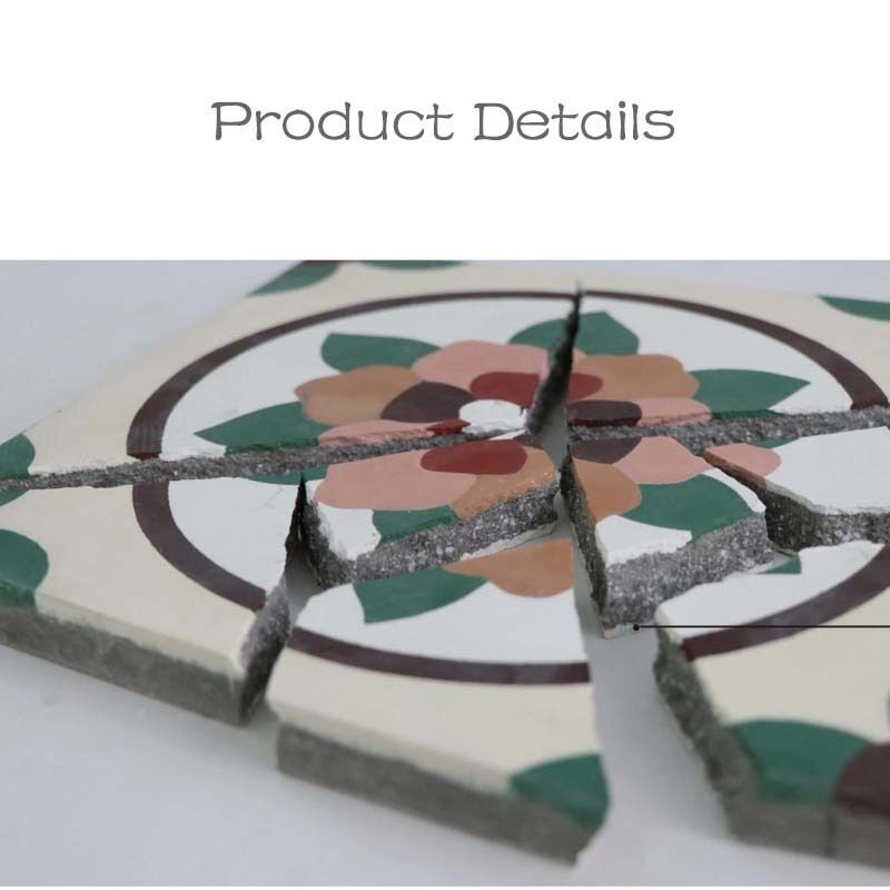 Retro estilo Cimento Encaustic Tile Floral Pattern Decorative Tile Para divisória interior e jardim exterior