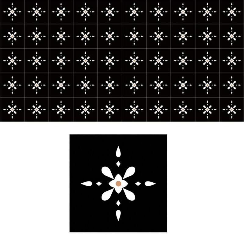 Exquisite Handcrafted High-density Black Color Cement Tile Mineral Pigments Eco-friendly Many Patterns Customizable for Floor