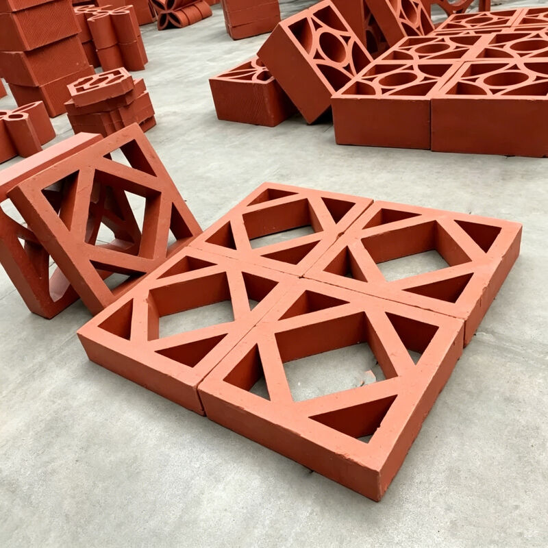 Blocos de brisa de argila ardida Terracota vermelha natural Blocos de parede de tela para sombreamento e ventilação de fachadas arquitetônicas