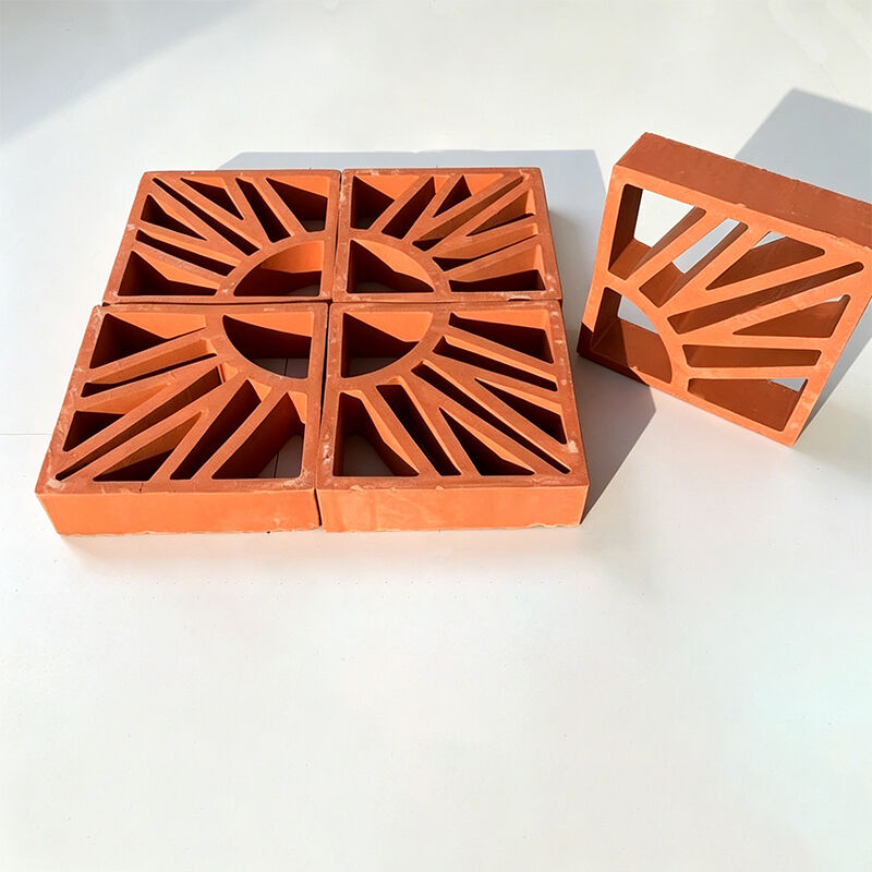 Terracotta vermelho clássico tijolos decorativos de terracota blocos de brisa de terracota base de argila vermelha natural jardim paisagem tijolos ocos