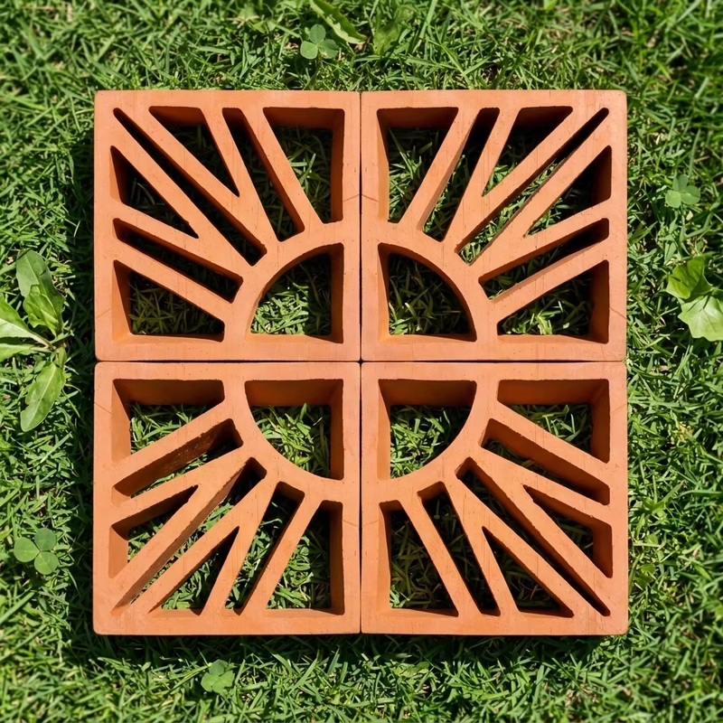 Terracotta vermelho clássico tijolos decorativos de terracota blocos de brisa de terracota base de argila vermelha natural jardim paisagem tijolos ocos
