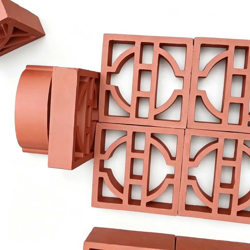 Blocos de brisa de terracota geométrica clássica tijolos de tela de argila arquitetônica para fachadas modernas