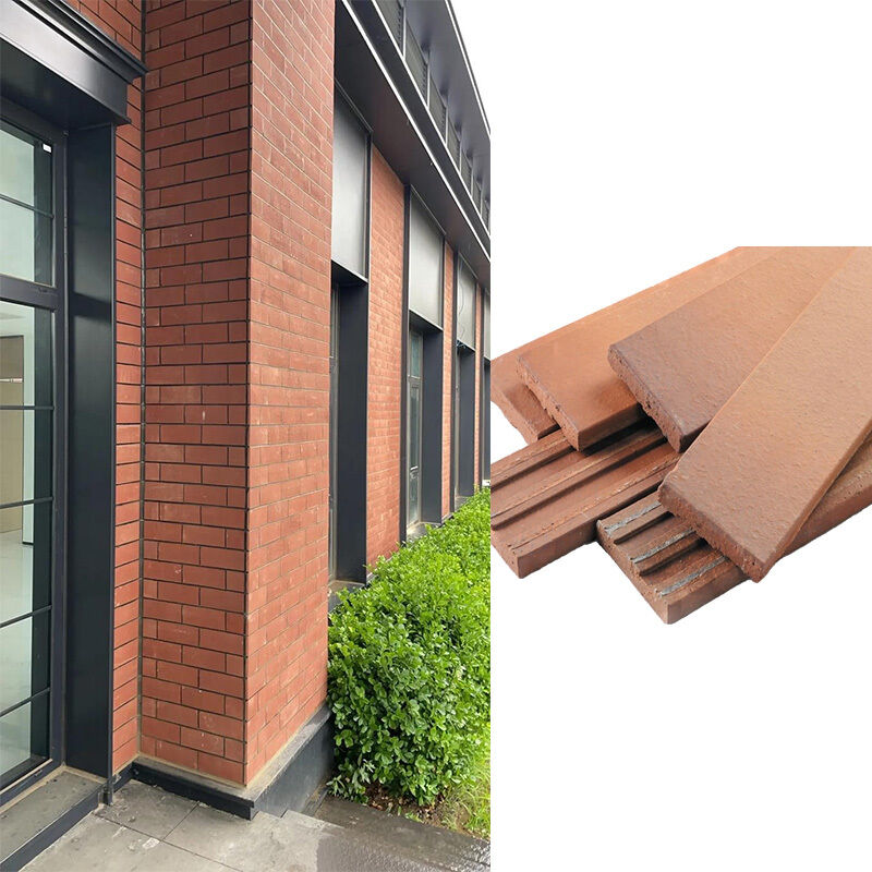Revestimento de parede de tijolos finos de terracota natural para decoração de fachadas exteriores e projetos arquitetônicos