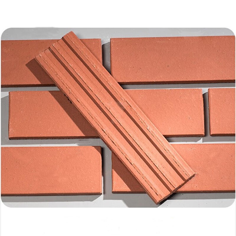 Revestimento de parede de tijolos finos de terracota natural para decoração de fachadas exteriores e projetos arquitetônicos