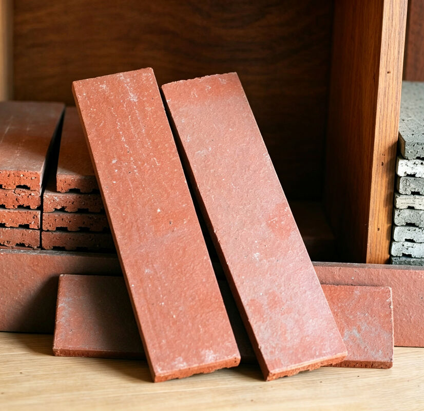 Revestimento de parede de tijolos finos de terracota natural para decoração de fachadas exteriores e projetos arquitetônicos