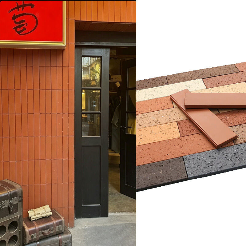Nautral Terracota Red Split Face Tijolo Natural Clay Brick Folheado para Paredes Exteriores Fachadas e Design Arquitetônico Moderno
