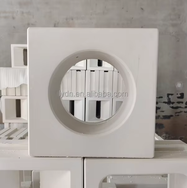 Blocos de Concreto Branco com Recorte Circular, Blocos de Tela de Cimento Vazados Redondos para Divisória de Privacidade em Sala de Chá Interior