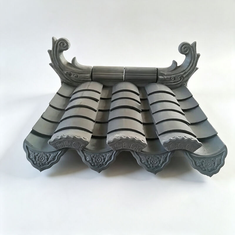 Estilo Asiático Antigo Corrimão cinza escuro Corrimão Decorativo de telhado sintético Corrimão de telhado conjunto para portões do pátio e paredes do perímetro do jardim
