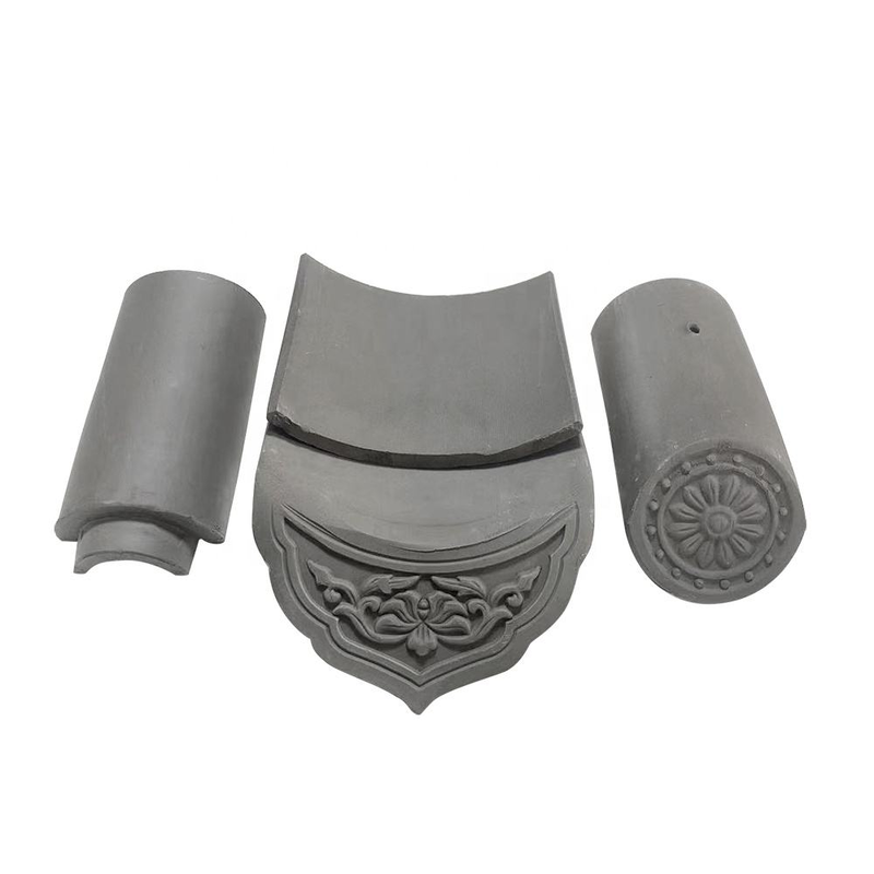 Telhas de Barro Cinza para Pontes de Jardim e Pavilhões, Telhas de Barril e Beiral de Barro Resistentes às Intempéries para Arquitetura Estilo Chinês