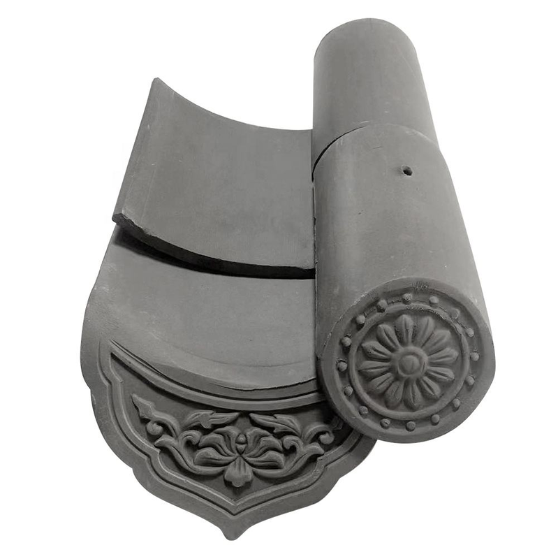 Telhas de Barro Cinza para Pontes de Jardim e Pavilhões, Telhas de Barril e Beiral de Barro Resistentes às Intempéries para Arquitetura Estilo Chinês