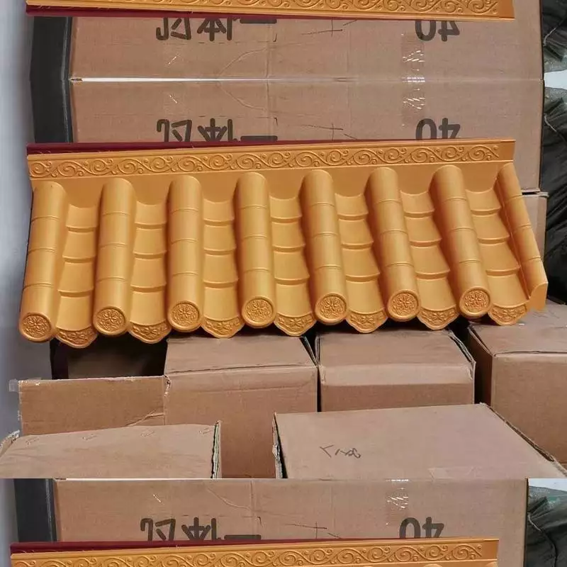 Lightweight PP Synthetic Asian Ridge Cap Strips Weatherproof Yellow & Red & Black Roof Coping for Pavilion & Garden Walls