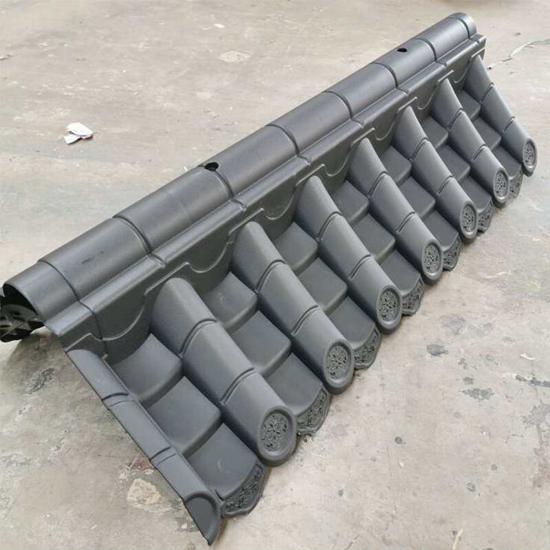 Telas de tejadilho de telhado chinês de plástico leve resistentes aos raios UV Cobertura de tampa de tejadilho de polímero vermelho e preto para paredes de jardim e telhados de pavilhão