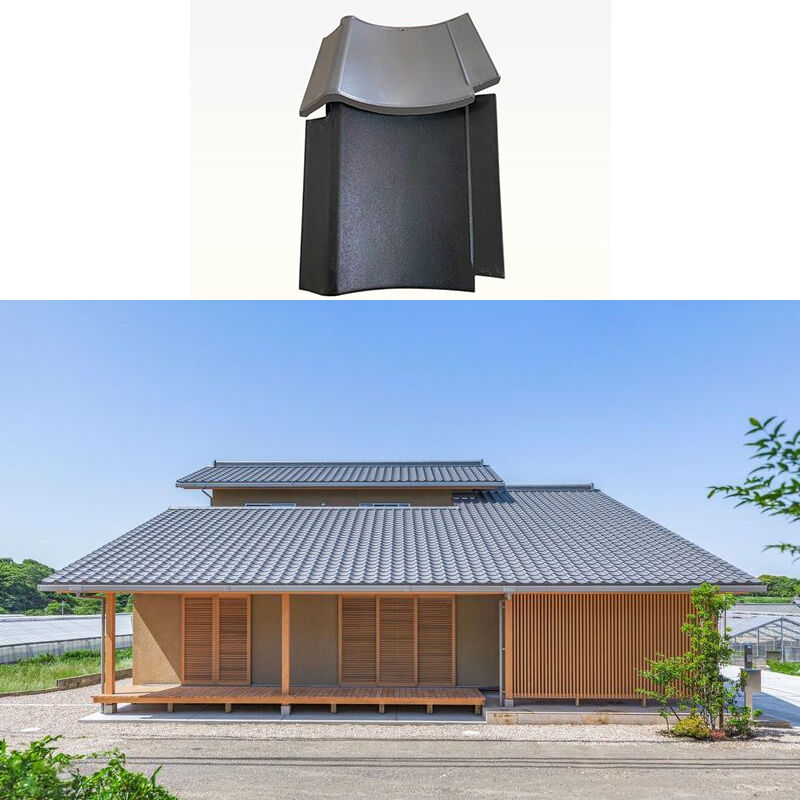 Telhas de Cerâmica Japonesas Minimalistas Kawara Fosco Preto Telhas de Telhado Interligadas para Casas com Estrutura de Madeira