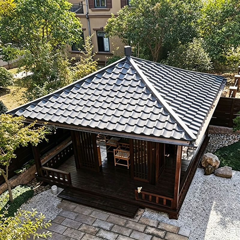 Kit de Telhas para Pavilhão Japonês Telhas Onduladas Cinza Fumê Interligadas para Gazebos de Pátio e Abrigos de Varanda