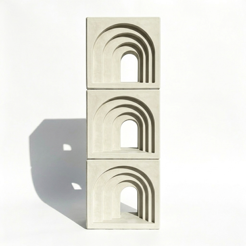 Blocos de Ventilação de Concreto Arquitetônico 3D | Tijolos Decorativos Vazados de Cimento para Fachadas e Paredes Arquitetônicas de Proteção Solar